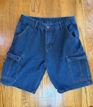 Fashion Jeans Men's Denim Cargo Shorts Blue Size L